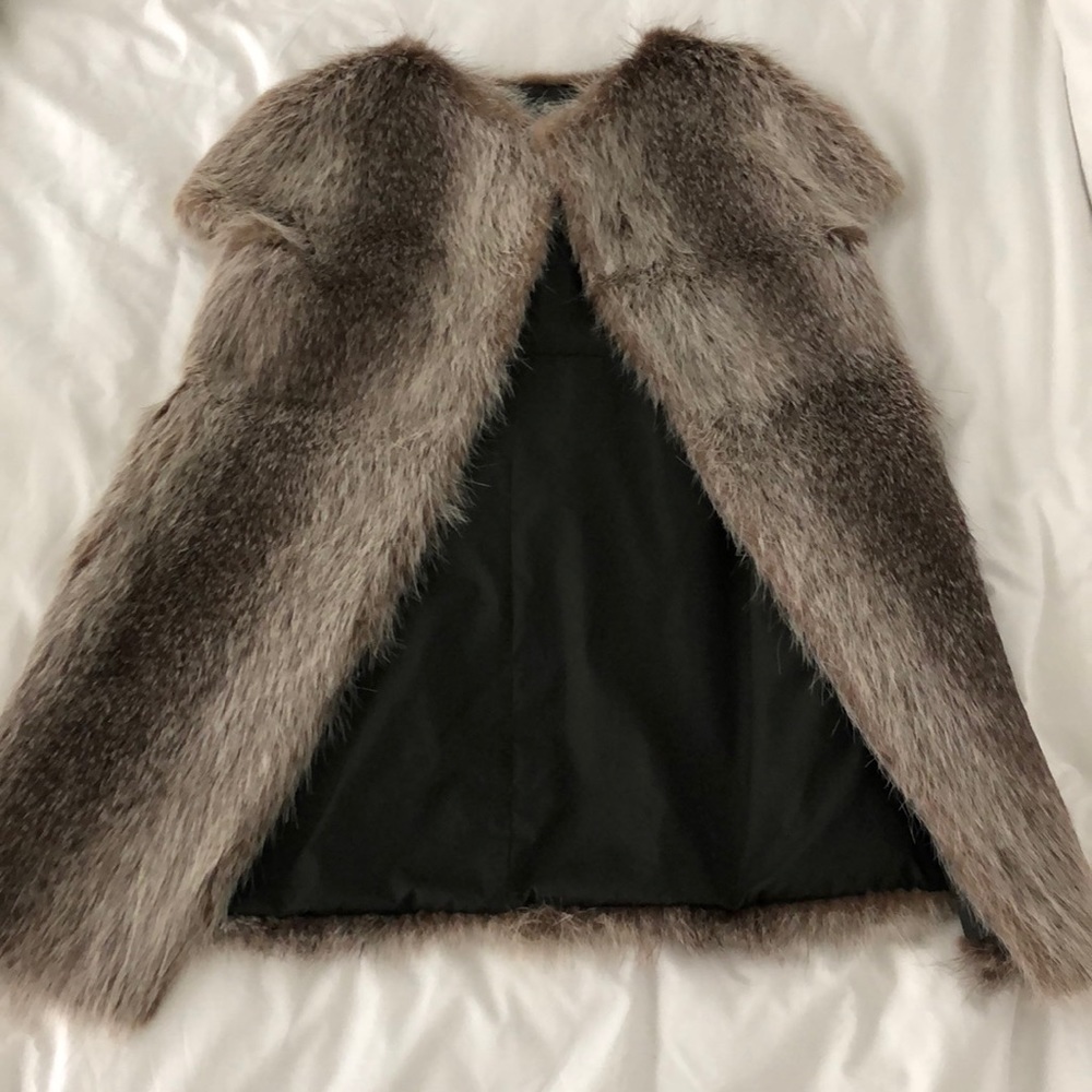 Real fur long vest
